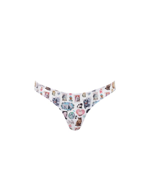 Bluebella BB x Ashley Williams Kitten Print Luxury Satin Thong