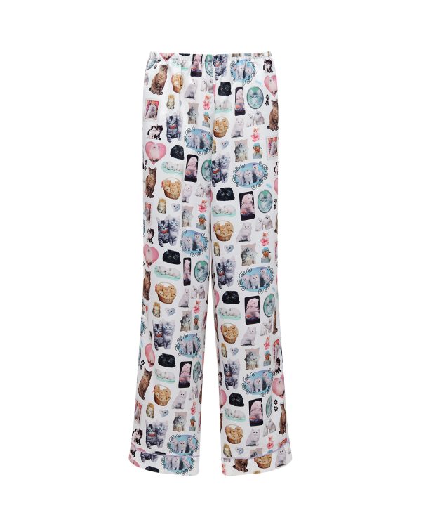 Bluebella BB x Ashley Williams Kitten Print Luxury Satin Trousers