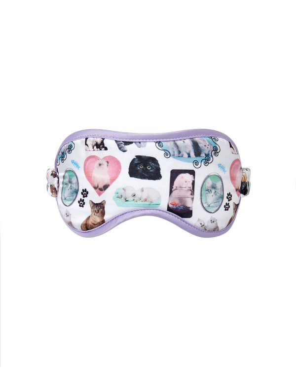 Bluebella BB x Ashley Williams Kitten Print Luxury Satin Eye Mask