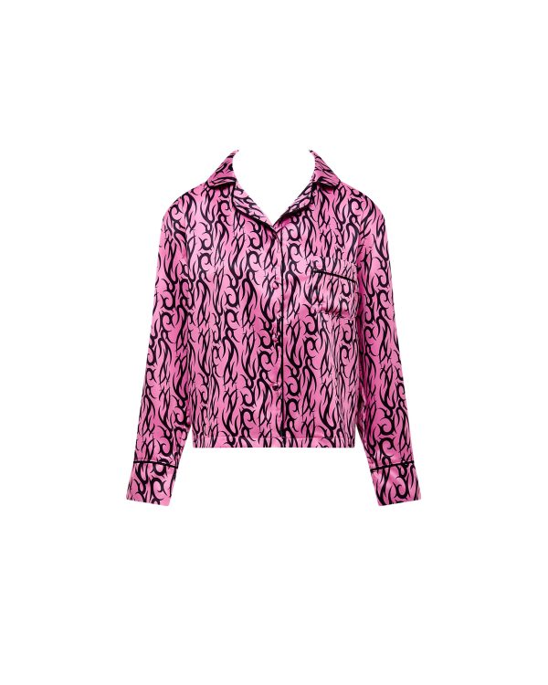 Bluebella BB x Ashley Williams Tattoo Print Luxury Satin Shirt