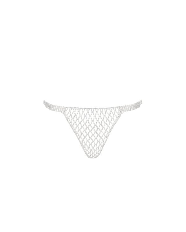 Bluebella Elsa Diamond Lattice Thong SilverClear