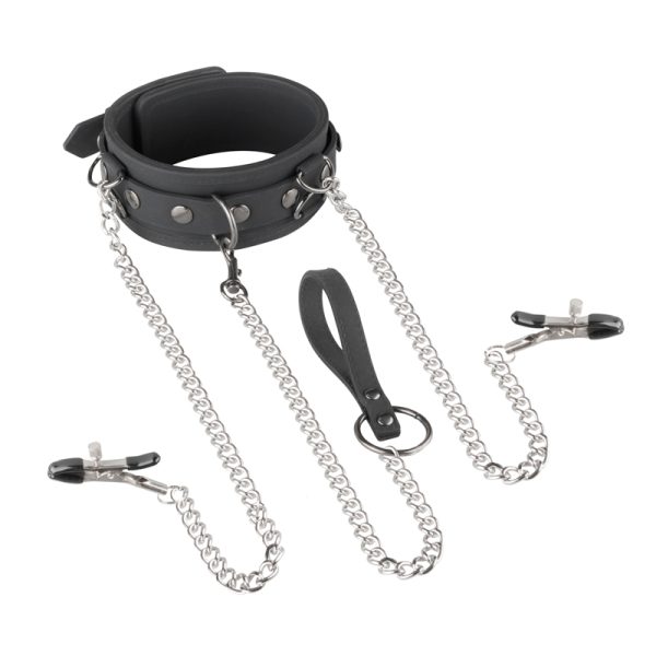 Silicone Collar Leash and Nipple Clamps