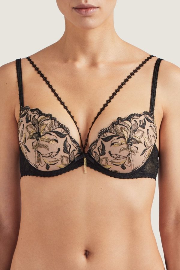 Aubade Encre de Chine Triangle Plunge Bra Size 36C