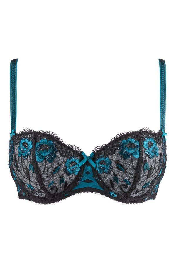 Aubade Fievre Andalouse Half Cup Bra Lapis Lazuli Size 34D