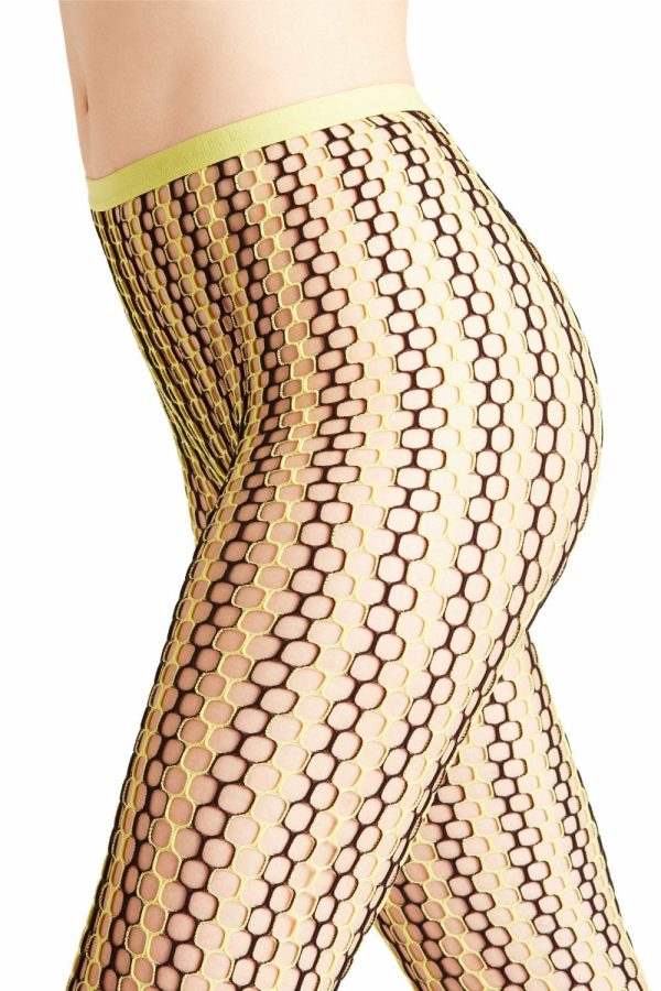 Falke Hit Two Tone Fishnet Tights Colour Lime Size S M