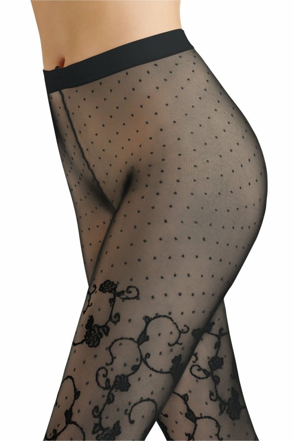 Falke Poetic Cloud Patterned Tights Colour Black Size L