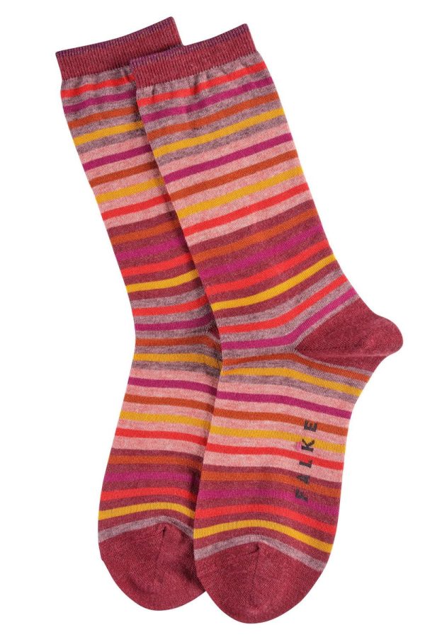 Falke Profile Stripe Socks Bordeaux 3538 Colour Bordeaux Size Shoe