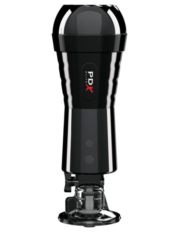 PDX Elite Cock Compressor Vibrating Stroker Black