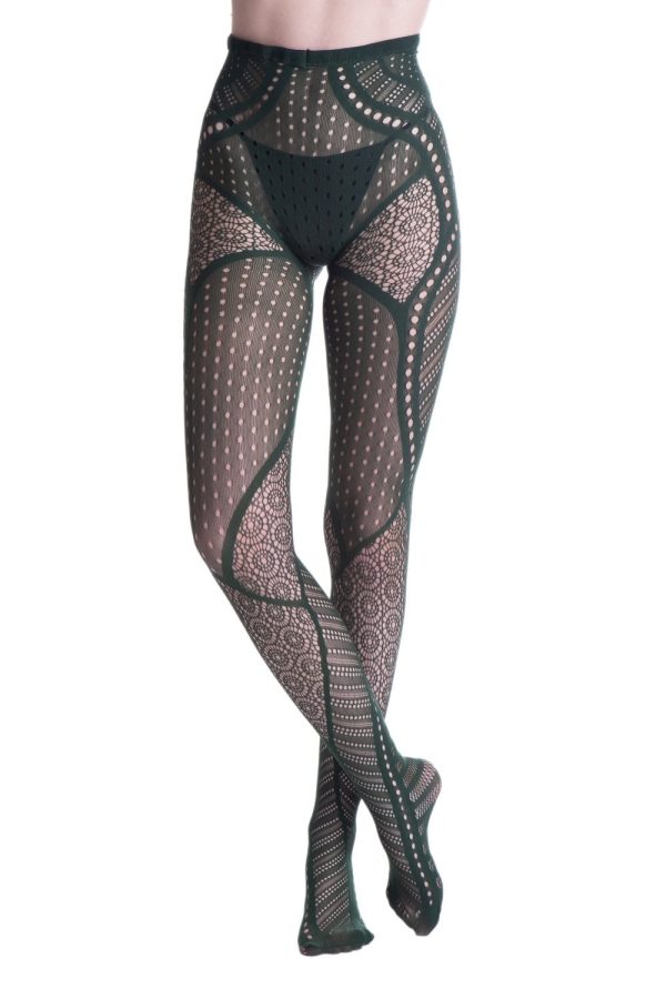 Trasparenze Ambitions Fishnet Tights Colour Green Size S M