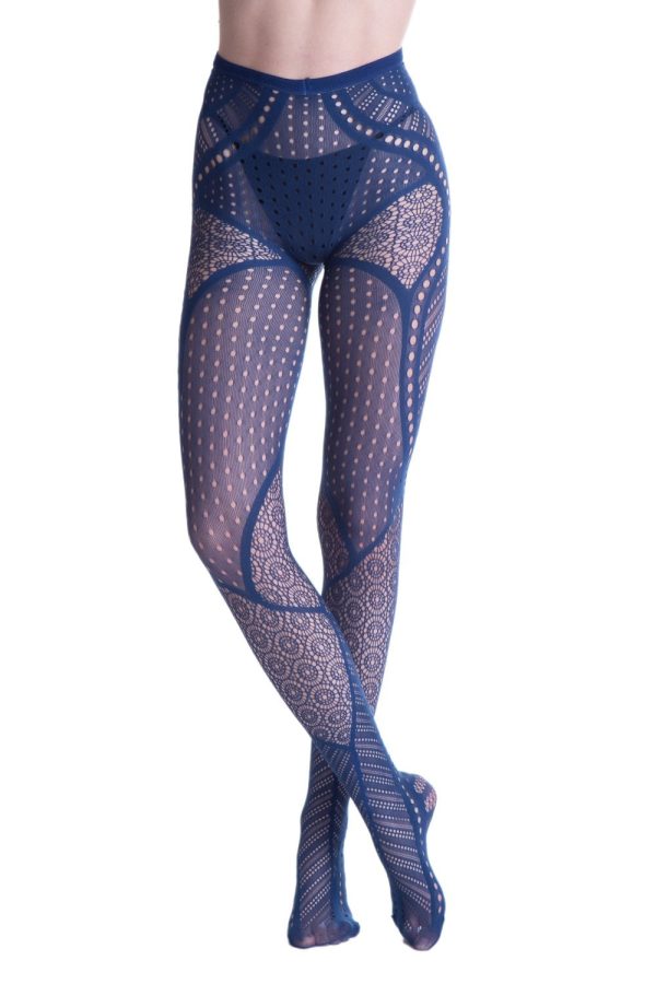 Trasparenze Ambitions Fishnet Tights Colour Blue Size L XL