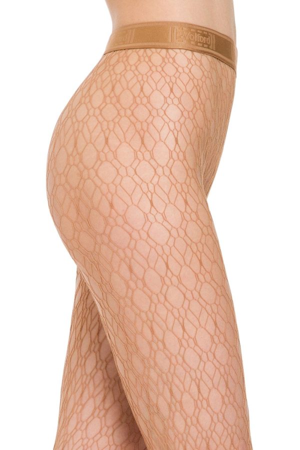 Wolford Art Deco Net Tights Colour Honey Size S