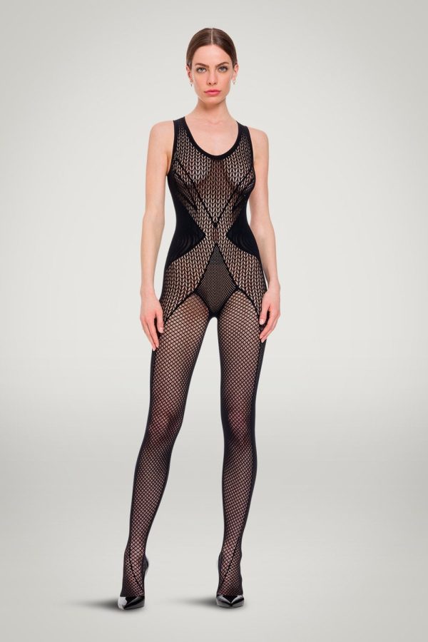 Wolford Romance Net Catsuit Colour Black Size M