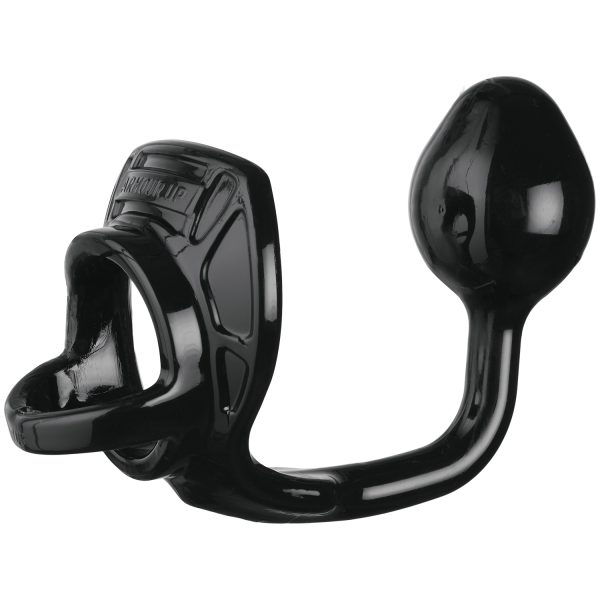 Perfect Fit Armour Tug Lock Butt Plug and Cock Ring Black