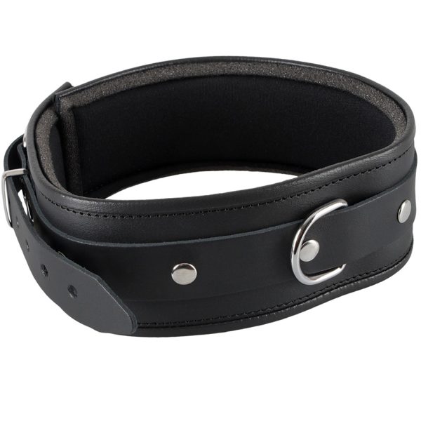 Zado Leather Collar with D Ring Black LXL