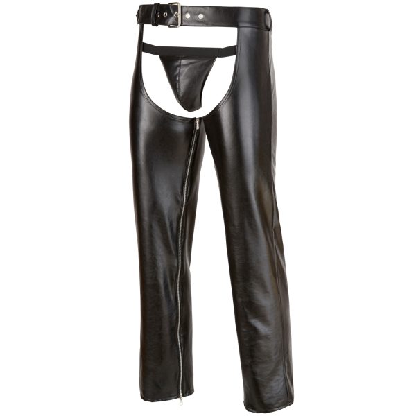 Svenjoyment Faux Leather Chaps with G String Black L