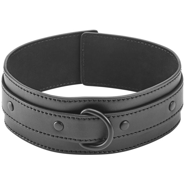 obaie Imitation Leather Collar with D Ring Black