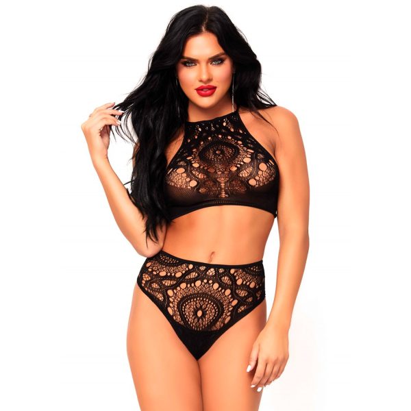 Leg Avenue Net Lace Set Black ML