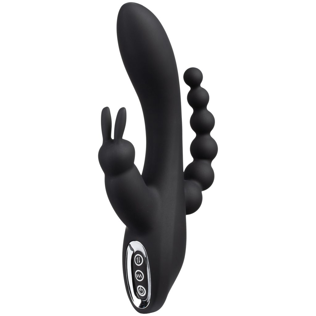 Sinful Triple Fun Rechargeable Rabbit Vibrator Black