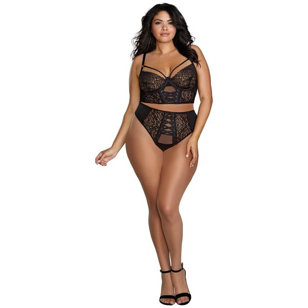 Dreamgirl Plus Size Lace Bra Set Black 3XL