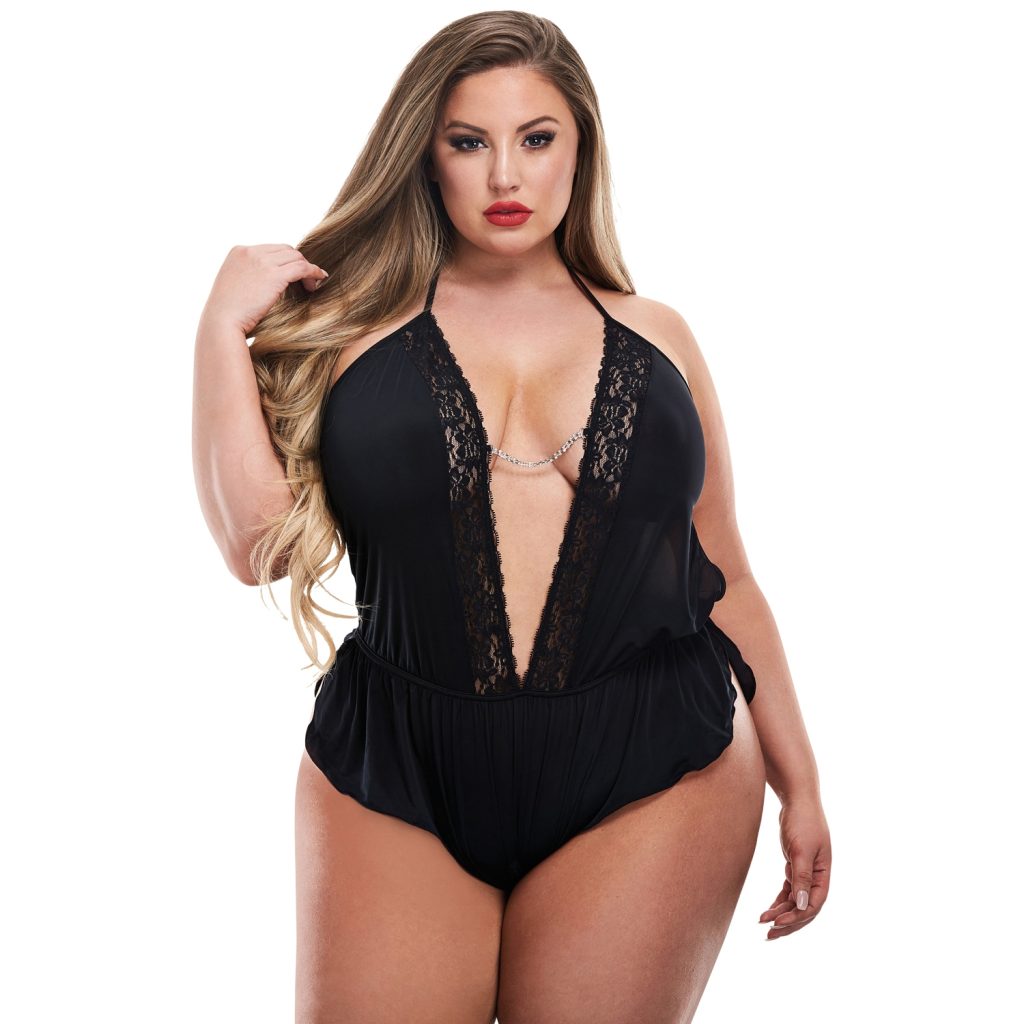 Baci Sexy Satin Teddy Plus Size Black Plus size