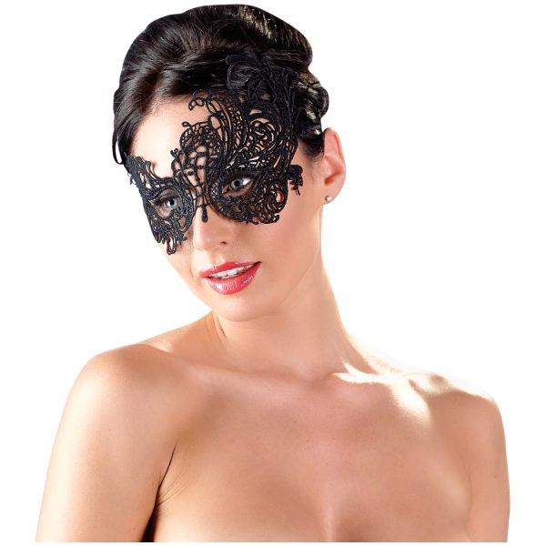 Cottelli Asymmetrical Lace Mask Black One Size