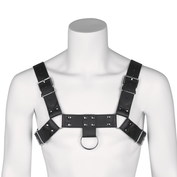 obaie Faux Leather Chest Harness for Men Black