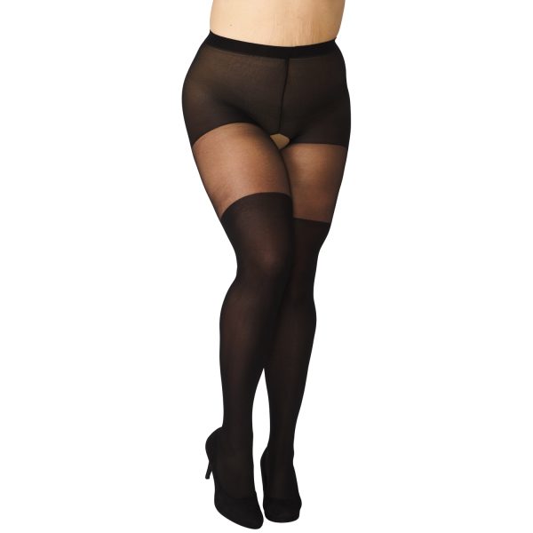 NORTIE Kvan Crotchless Stockings With Bow Details Plus Size Black Plus size