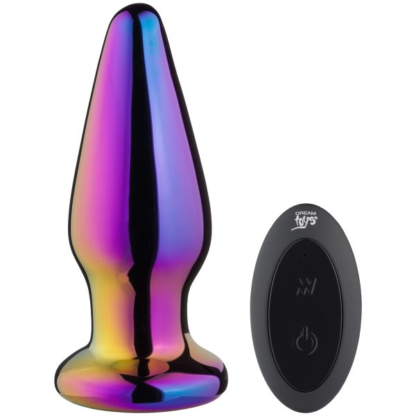 Dream Toys Glamour Glass Vibe Tapered Remote controlled Butt Plug Mixed colours