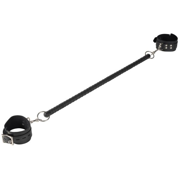 Strict Leather Wrapped Spreader Bar with Cuffs Black