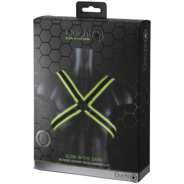 Ouch Glow in the Dark Cross Chest Harness LXL