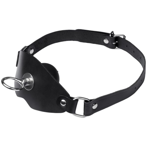 Black Label Super Leather Ball Gag With O Ring Black